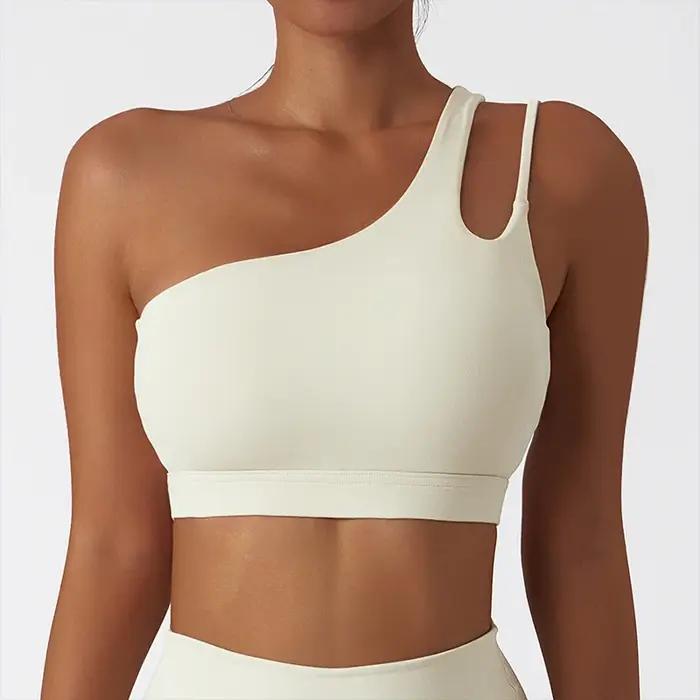 Soutien-gorge de yoga femme à sangle unique - Confortable sans armature avec coussinets - Fitness extensible