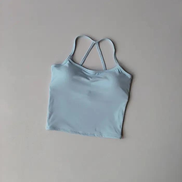 2 pièces Gym Fitness gilet de sport moyenne intensité beauté dos Yoga costume soutien-gorge de sport