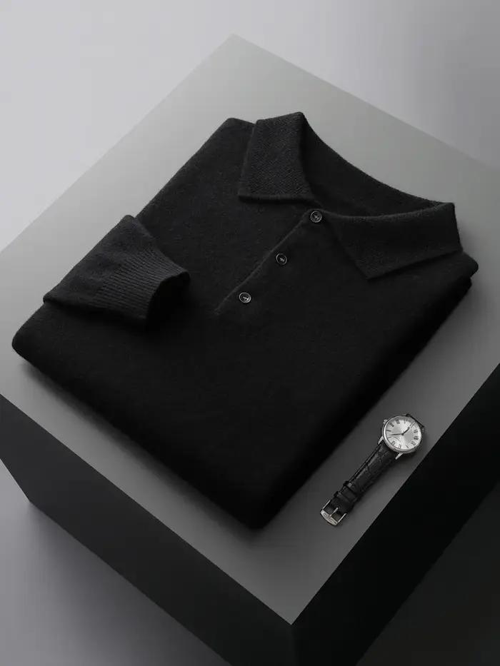 Mode automne hiver nouveau pull en cachemire hommes 100% laine mérinos pull décontracté ample POLO t