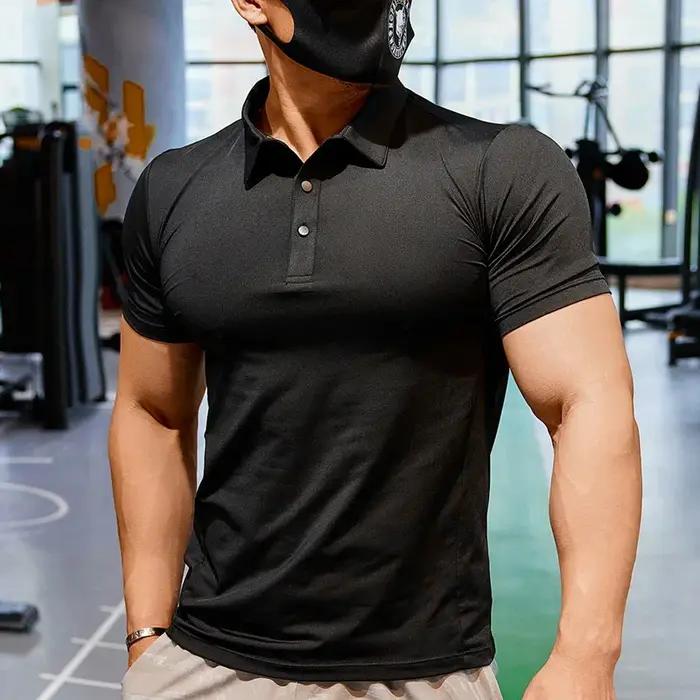 Mode Polo T-shirt hommes T-shirt revers décontracté à manches courtes couture pour homme couleur uni