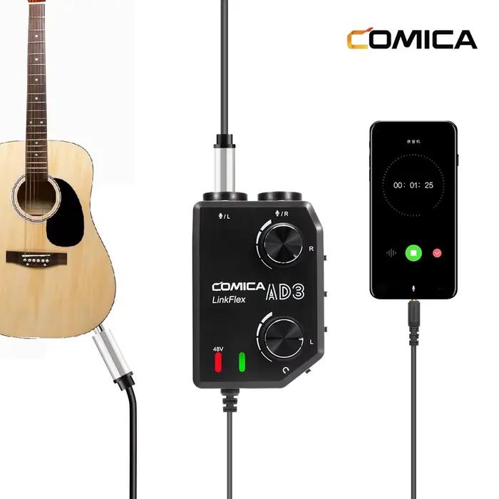 COMICA LINKFLEX AD3 Mixeur audio 2 canaux avec préampli et alimentation fantôme, interface audio gui