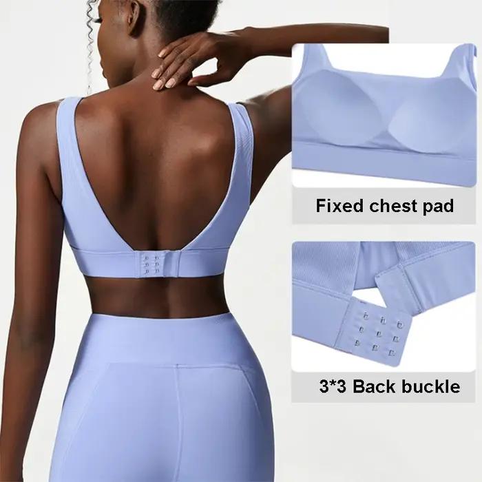 Ensemble yoga fitness femme couleur unie - Soutien-gorge sexy veste leggings 2/3 pièces