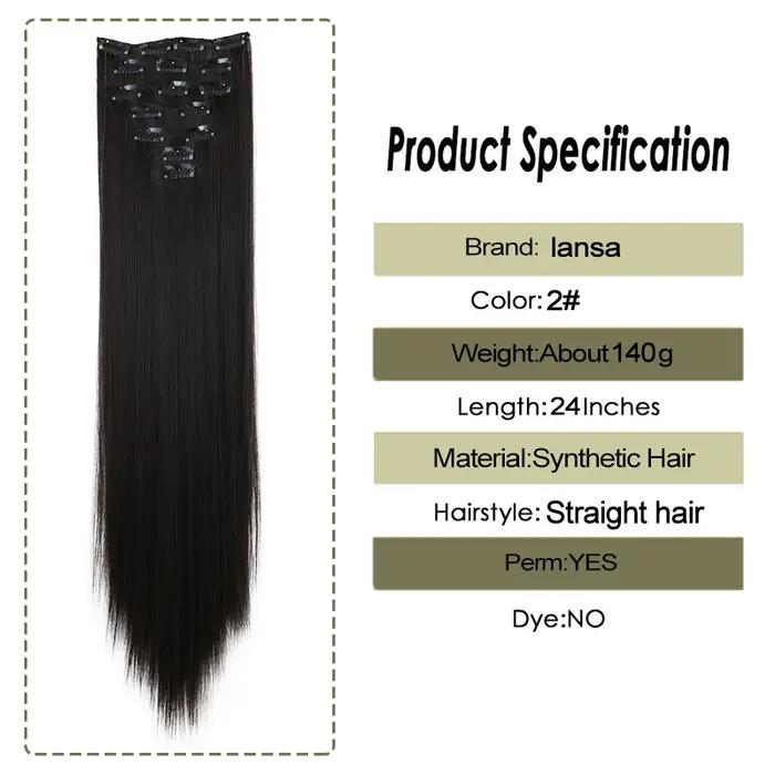 LANSA 7Clips longue droite synthétique pince sur Extensions de cheveux Cheveux pince Naturel haute t