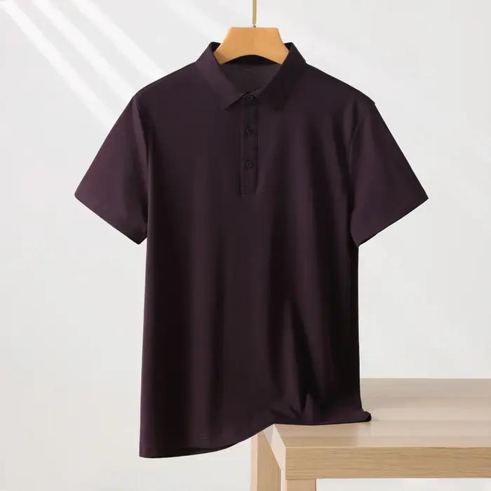 T-shirt Polo Homme Couleur Unie Manches Courtes Été Décontracté Ample Tendance Laisel Modal Tricoté