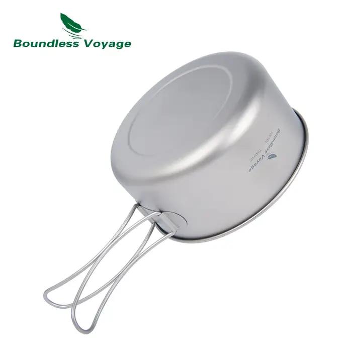 Boundless Voyage-Ensemble de casseroles en titane avec plaque pliante, bol ultraléger, camping, rand