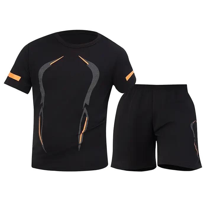 Combinaison de sport en maille respirante à séchage rapide pour hommes, 2 pièces, ample, grande tail
