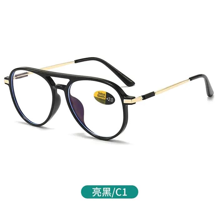 Lunettes de lecture pilote à grande monture Anti-lumière bleue pour hommes et femmes, lumière à la m