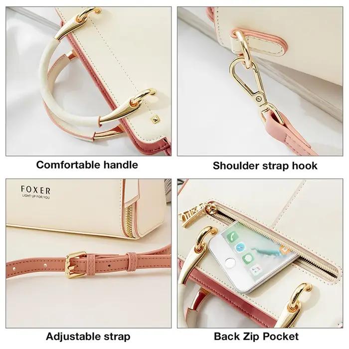 Sac à bandoulière en cuir croûte FOXER pour femme, sac à main élégant, nouveau sac fourre-tout grand