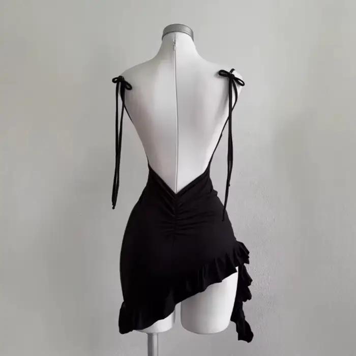 2025 Sexy sans manches dos nu Mini robe femmes été Europe amérique à lacets robes moulantes haute ru
