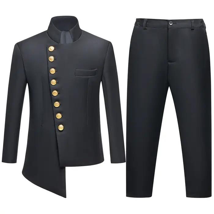 Costume de cérémonie élégant pour garçons avec col mandarin et boutons dorés – Idéal pour mariage, p