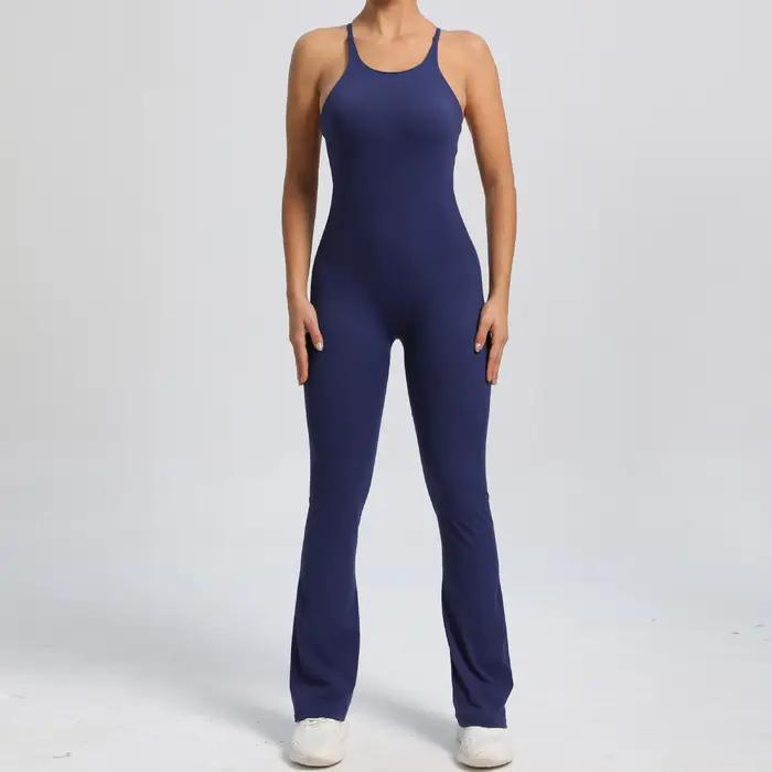Body sexy vêtements de sport femmes - Costume yoga v-back maillot sport camping une pièce