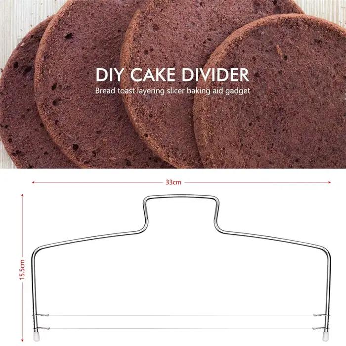 Double Fil Réglable Gâteaux Cutter En Acier Inoxydable Cupcakes Niveleurs Fondant Nivellement Couche