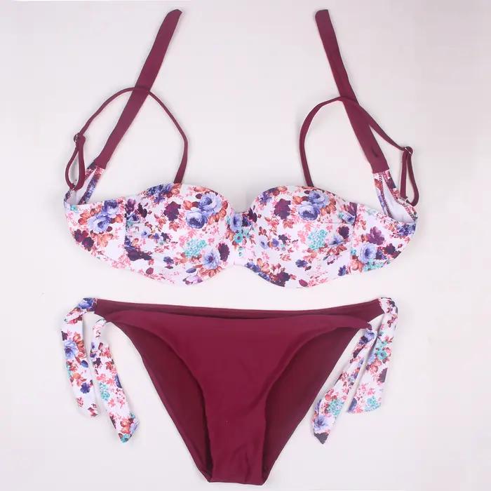 Maillot de bain brésilien sexy pour femmes, bikini push-up, col licou, style floral, vêtements de pl