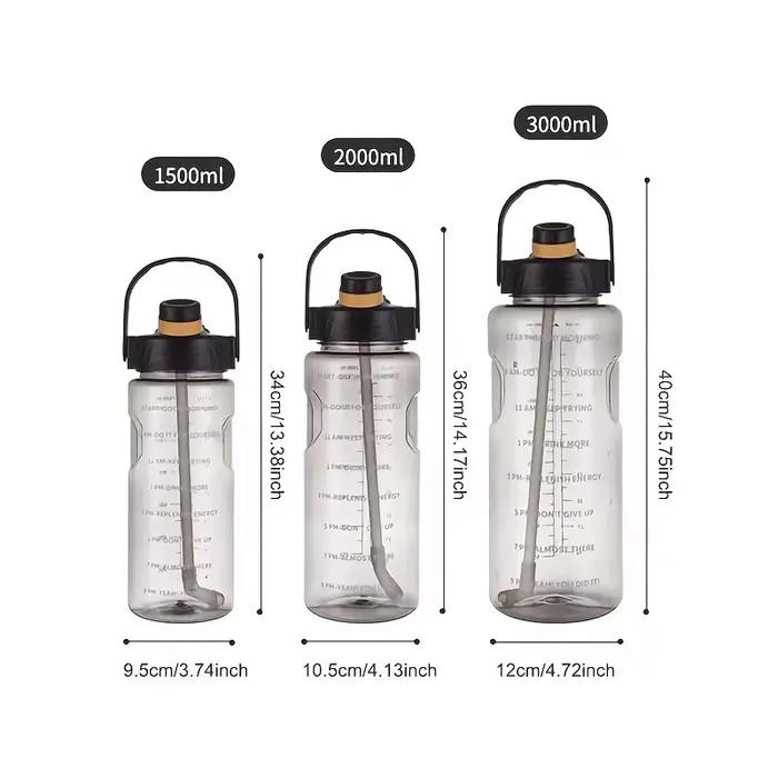 LUSQI – bouteille d'eau de sport 1,5 l/2l/3l, tasse en plastique de grande capacité, anti-fuite avec