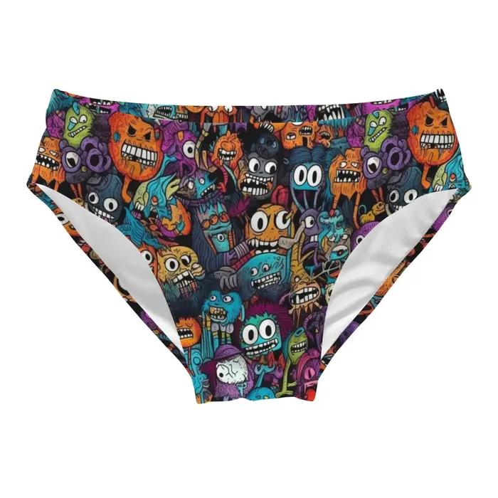 Happy Monster Graffiti Maillot de bain sexy pour hommes, slip de bain extensible et confortable, sho