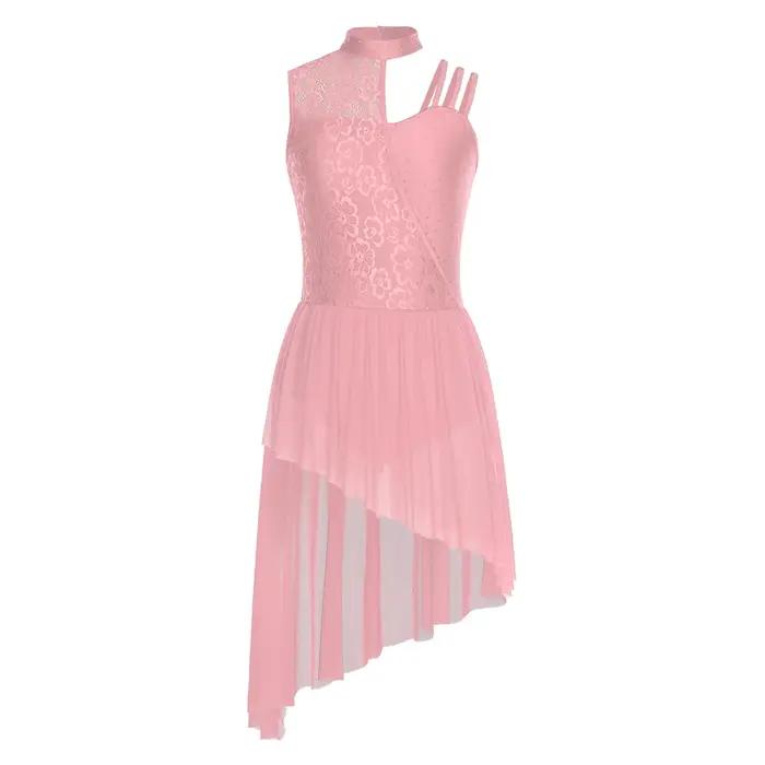 Vêtements de scène pour femmes, justaucorps asymétrique, robe de ballet, costume de gymnastique, cos