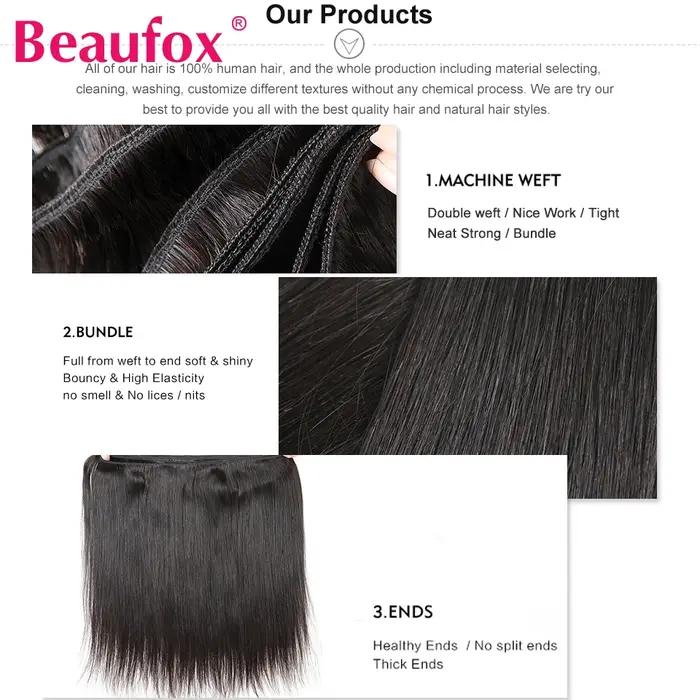Beautorch-Tissage en Lot Brésilien Remy Naturel Lisse, Extension de Cheveux, Noir de Jais, 8-30 Pouc