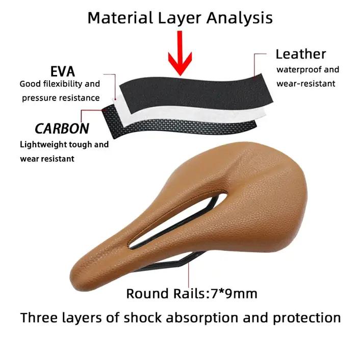 Selle de vélo en carbone VTT/Roue coussins en carbone en cuir rails en carbone pièces de siège de vélo confort maximal endurance durable