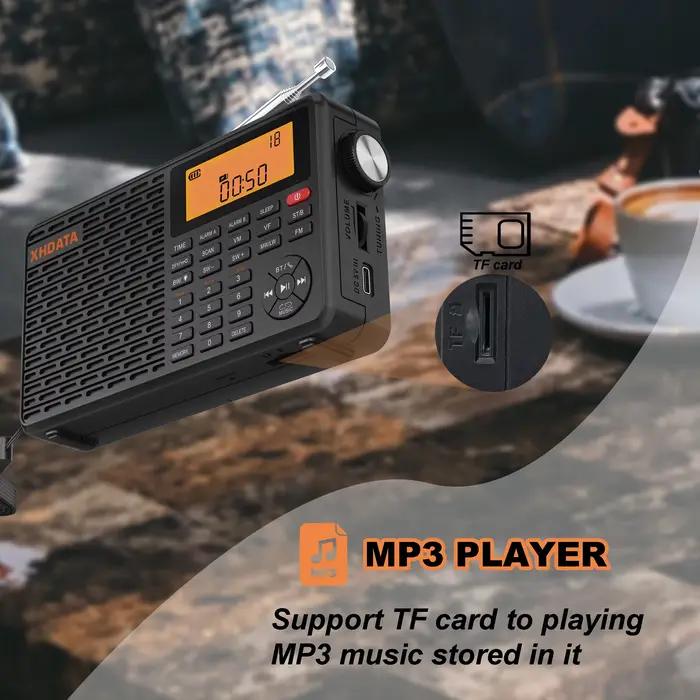 XHDATA D-109 Stéréo Numérique Portable Radio AM SW MW FM Radio Bluetooth Compatible Multifonctionnel