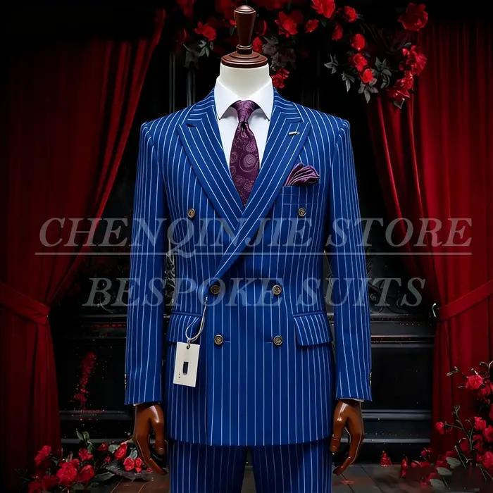 SILIWEYA – costumes d'affaires à Double boutonnage pour hommes, élégant, revers, coupe cintrée, vête