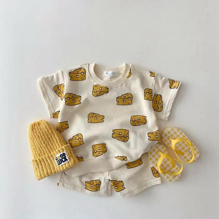 TZ21005-Ensemble de vêtements d'été pour enfants, t-shirt + short pour nouveau-né, ensemble de joggi
