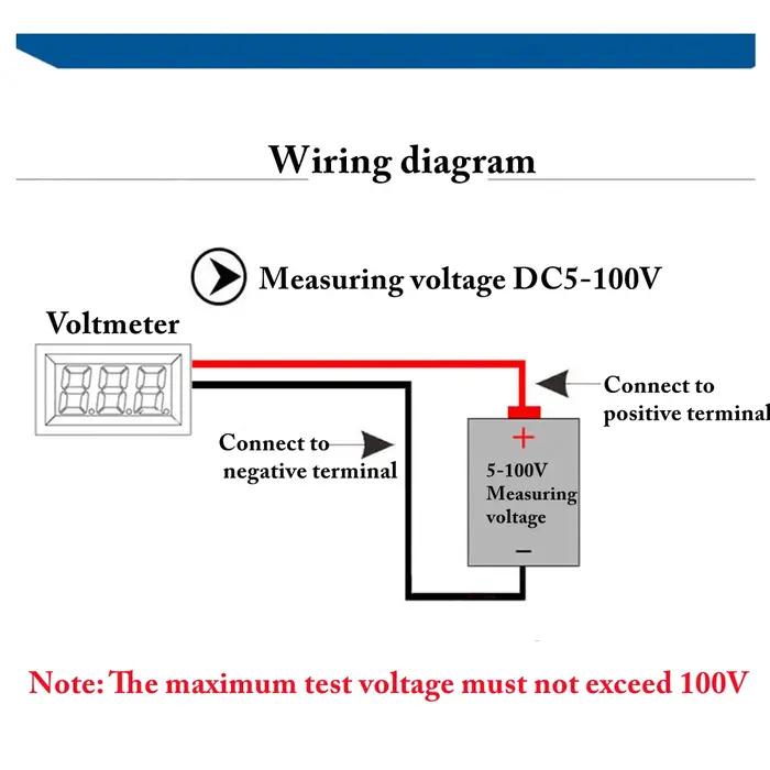 Voltmètre rond à deux fils, affichage numérique LED DC 4-100V, compteur de courant de tension de voi