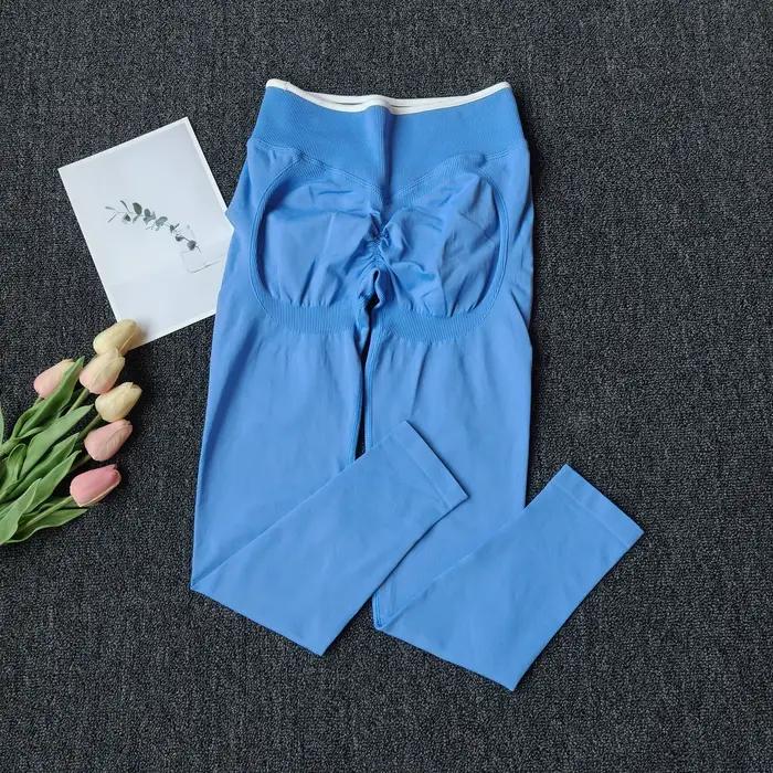 Leggings taille haute sans couture pour femme, effet push-up, avec design colorblock - Extensibles d
