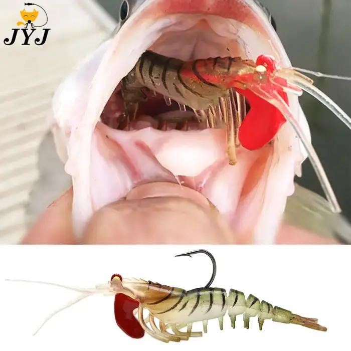 JYJ leurres de crevettes souples pêche en mer avec crevettes lumineuses appât souple perche 7g 12g18