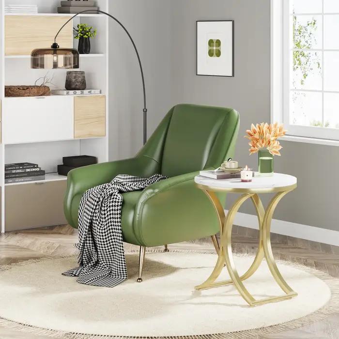 Tribesigns-Table d'appoint ronde en or blanc, petite table basse moderne, table d'appoint C, table d