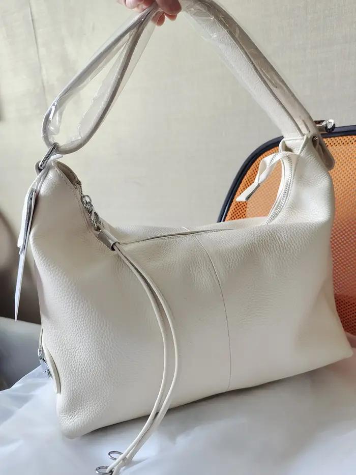 Zency – sac à bandoulière en cuir véritable pour femmes, sac élégant de grande capacité, couleur bei