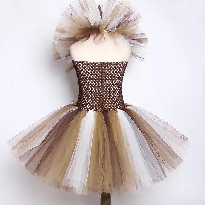 Costume de Lion de la Jungle marron pour bébés filles, robe Tutu fantaisie de fête d'animaux pour en
