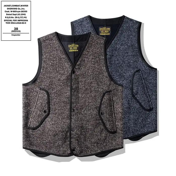 OKONKWO AMEKmp I-Gilet en Peluche Chaud à Col en V, Fleur Grossière Britannique, Voyage en Plein Air
