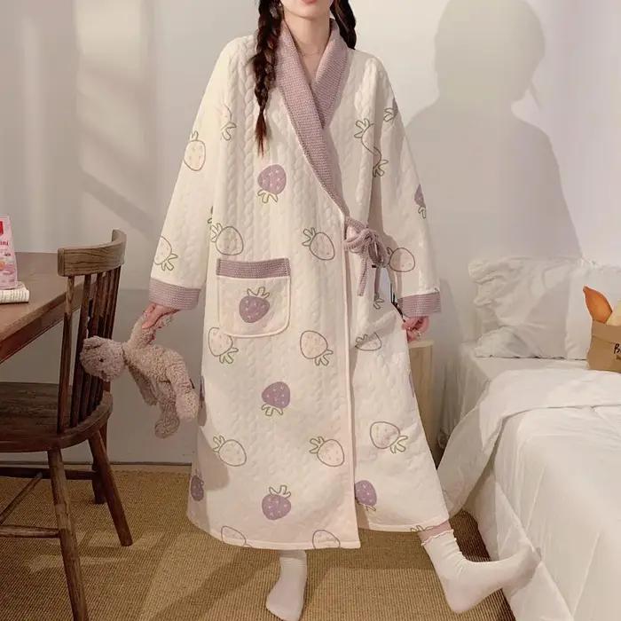 Pyjama de maternité thermique doux pour femme, chemise de nuit ample pour allaitement, robe de nuit