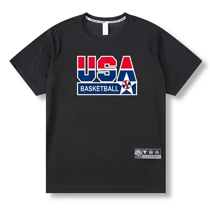 T-shirt manches courtes ample pour hommes - Fitness, musculation, séchage rapide été 2023
