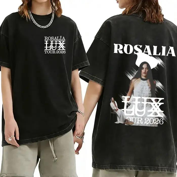 Rosalia Lux Tour Album 2025 Vintage lavé t-shirts hommes femmes décontracté surdimensionné coton T-s