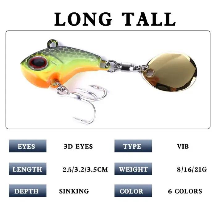 1 pièces rotatif métal VIB vibration appât Spinner cuillère leurres de pêche 8g/16g/21g gabarits tru