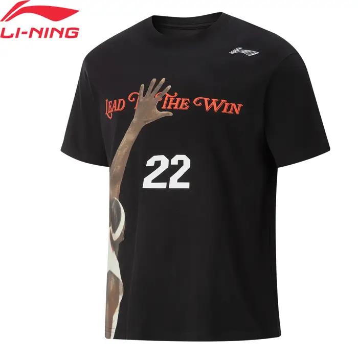 Li-ning hommes JIMMY BUTLER basket-ball T-shirt 100% coton coupe ample doublure à la mode loisirs sp