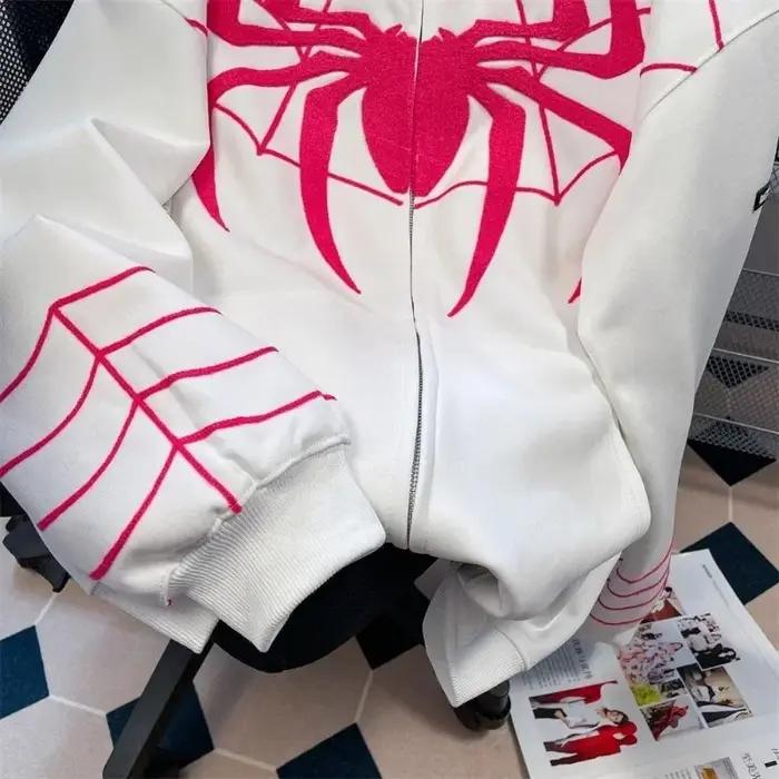 Sweat à capuche floqué Spider pour hommes et femmes, sweat à capuche Hip Hop, manteau à capuche, fer