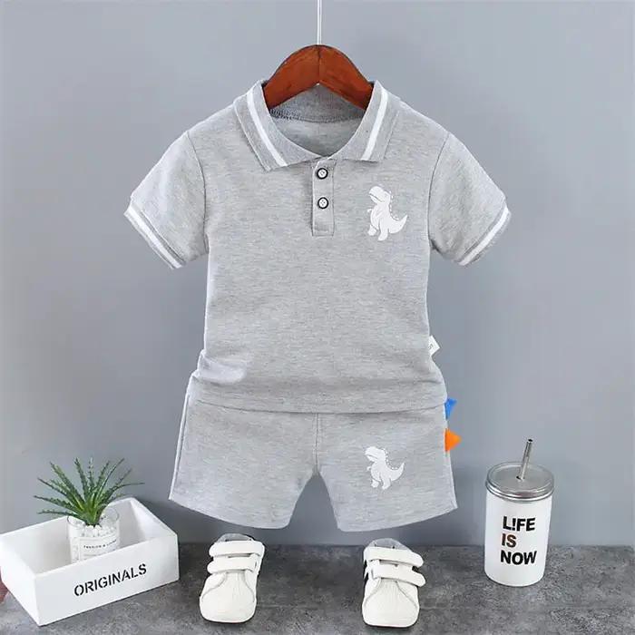 Été bébé garçon vêtements décontractés dessin animé dinosaure T-Shirt pantalon court 2 pièces/ensemb