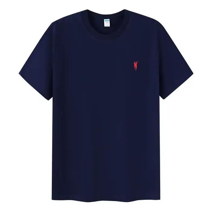 T-shirt homme 100 % coton pur de haute qualité, col rond, manches courtes, broderie poney, mode été