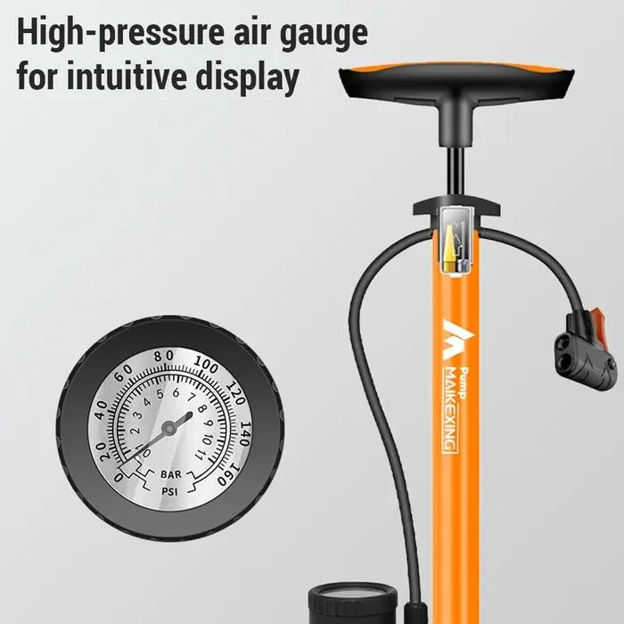 Pompe à vélo multifonctionnelle avec jauge haute pression et buse 3 en 1 pour vélos et voitures occasions spéciales