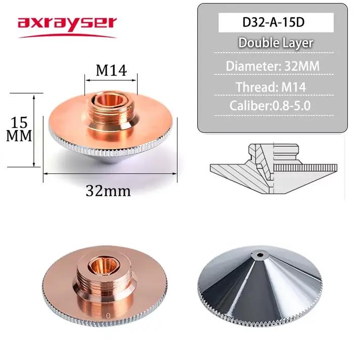 Buses Laser Raytools simple Double couche Dia.32mm calibre M14 0.8-4.5mm pour Machine de découpe Las