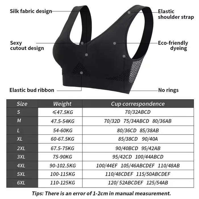 Soutien-gorge de sport sans coutures pour femmes - Maille respirante et antichoc taille 6XL