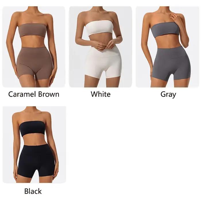 Ensemble de sport deux pièces d'été pour femme, tenue de yoga, soutien-gorge sans bretelles, crop to