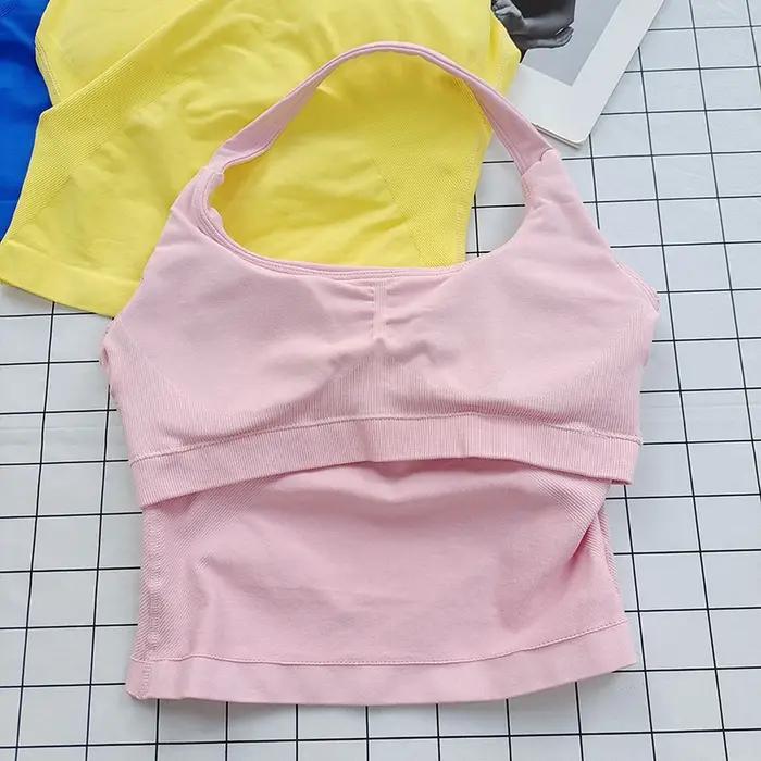 Bralette dos nu à col carré pour femmes, bretelles épaisses, coupe ajustée, coussinets amovibles, ha
