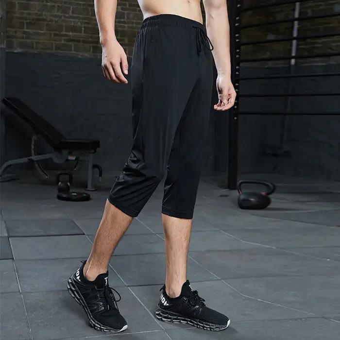 SONECHOKI été course mollet longueur pantalon hommes noir pantalon de Sport ample avec impression ba