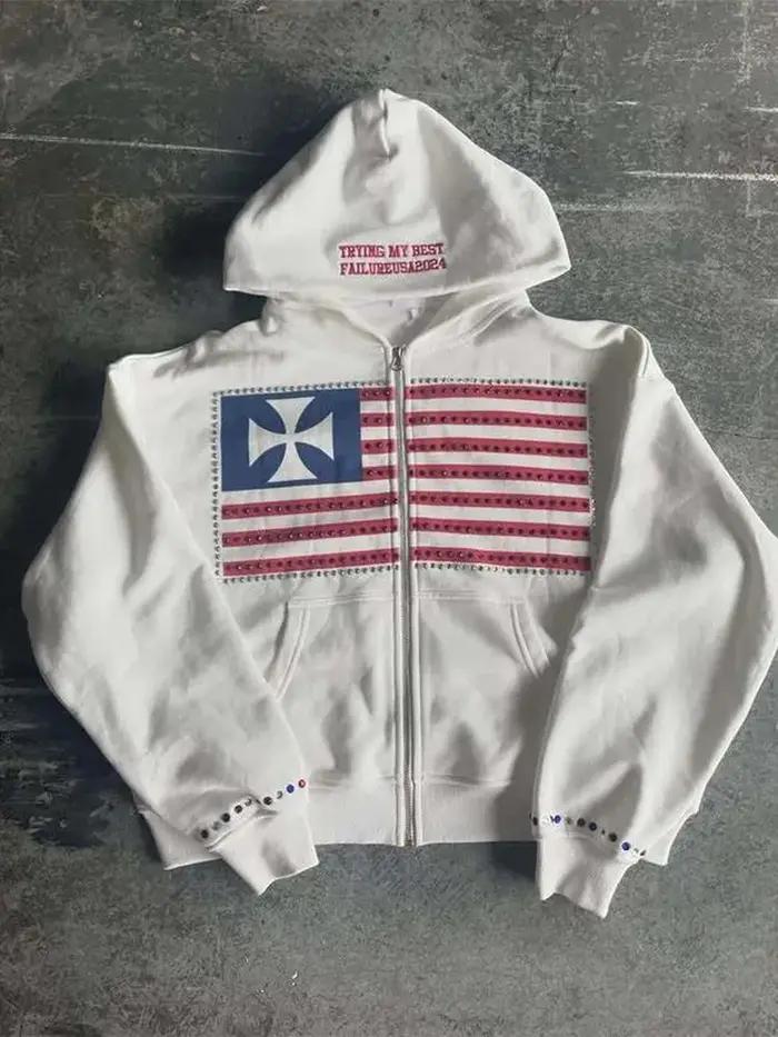Sweat-shirt à capuche pour hommes, design minimaliste, motif de collision de couleurs, drapeau natio