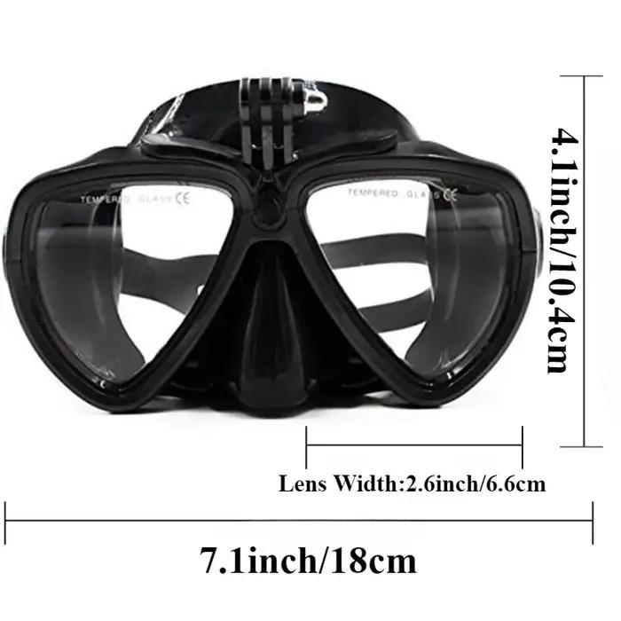 Masque de plongée sous-marine premium pour adulte, avec support de caméra, anti-buée, verre trempé,