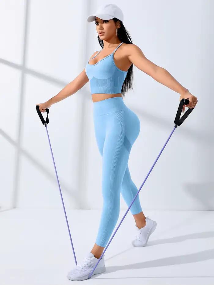 Ensemble de yoga sans couture pour femmes, tenues d'entraînement, leggings de survêtement sportifs,