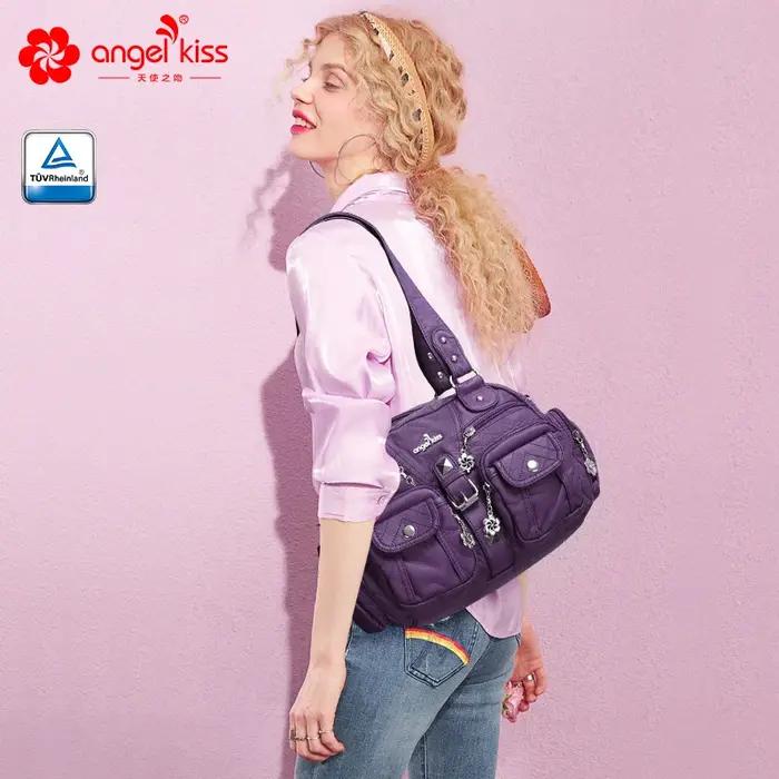 Angelkd'appareils-Sacs à main pour femmes, sacoche à poignée supérieure, sac PU initié, pack de boul